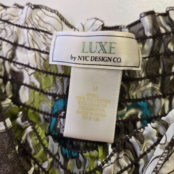 Women's Sheer Green Brown Hippy Floral Print Peasant Top M 3/4 Sleeve Boho Style - Picture 3 of 10